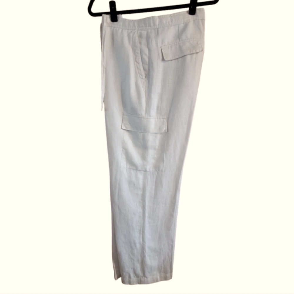 Claiborne Luxe Mens 100% Linen Drawstring Waist 33 X 30 Baggy Cargo Pant